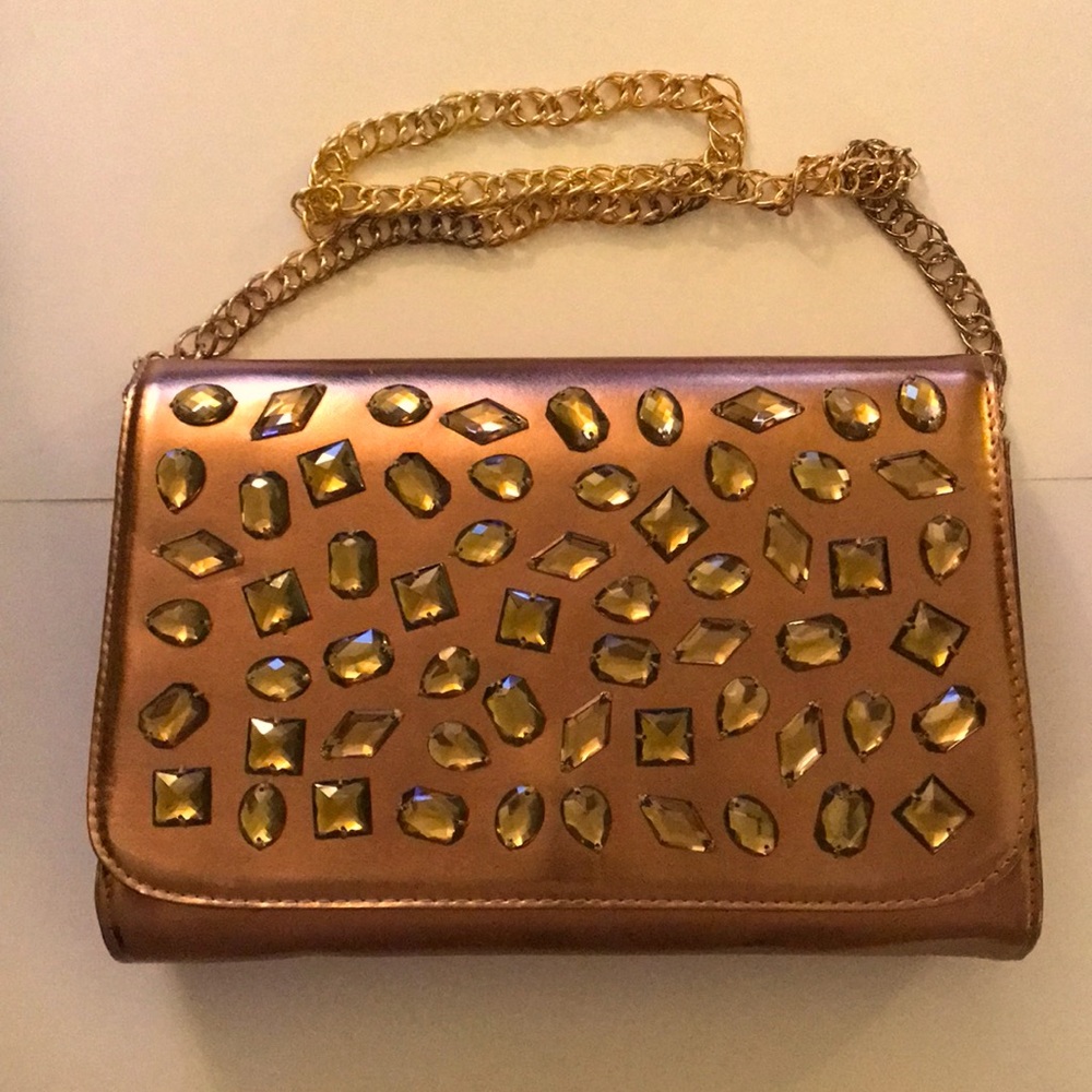 Joan Rivers Classics Collection—Gold Clutch with Faceted Gold Jewels